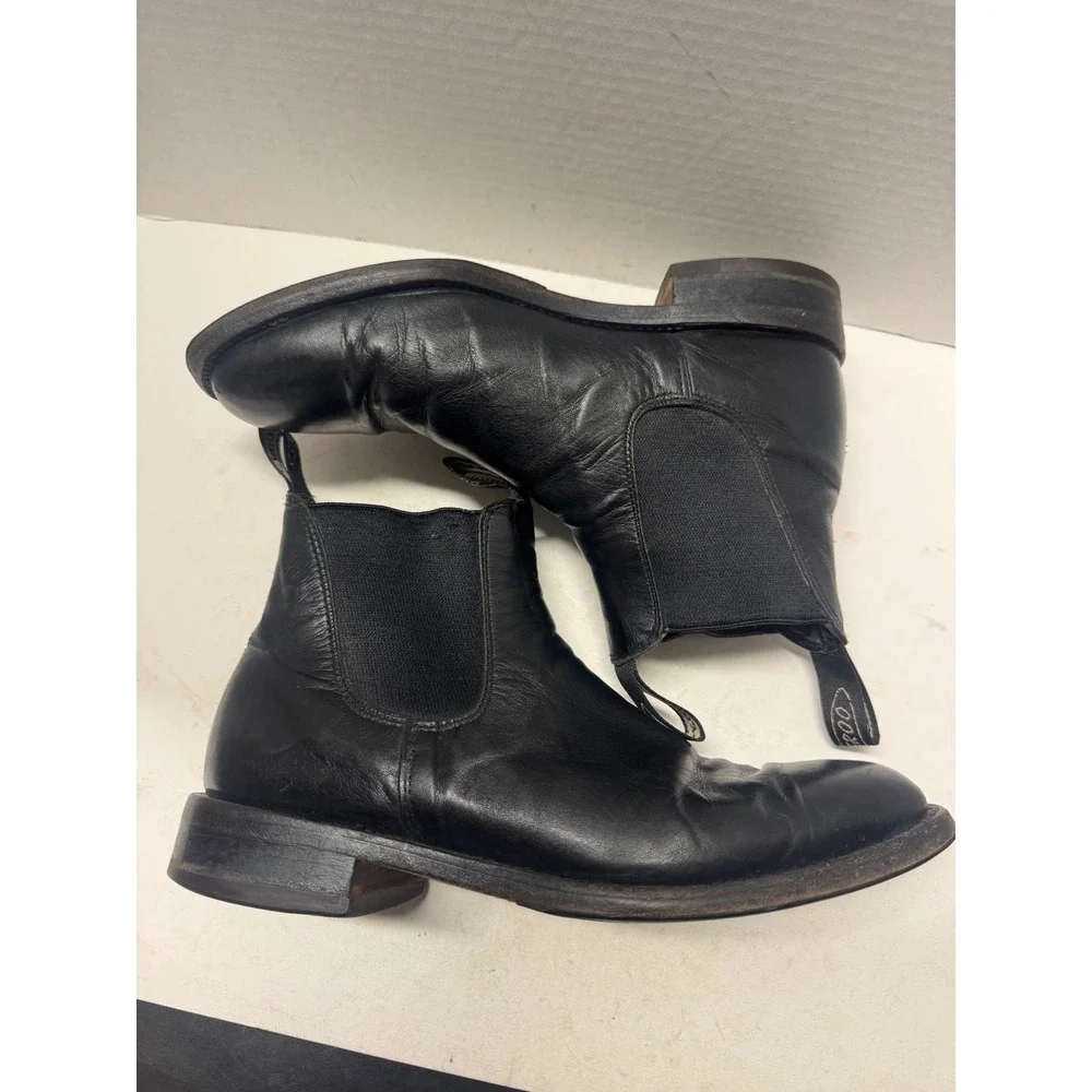 Booteroo Australian Made Black Leather Chelsea Boots Square Toe Pull On Mens